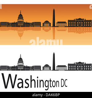 Skyline von Washington DC in orangem Hintergrund Stockfoto