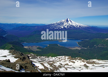 Volcana Llaima und Lago Conguillio, Blick von der Sierra Nevada, Chile, Patagonien, Anden, Conguillio Nationalpark Stockfoto