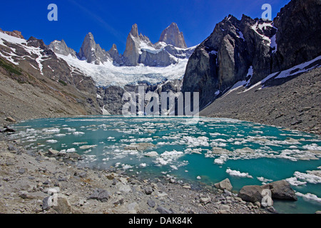 Fitz Roy und Laguna Suiza, Argentinien, Patagonien, Anden, der Nationalpark Los Glaciares Stockfoto