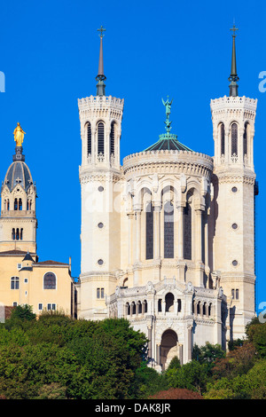 Basilika von Notre-Dame de Fourvière in Lyon Stockfoto