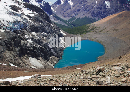 Lake Cerro Castillo am südlichen Hang des Cerro Castillo, Chile, Patagonien Stockfoto