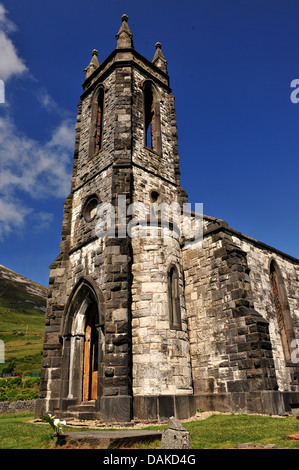 Exterieur der Ruine von Dunlewey Church of Ireland, vergiftet Glen, County Donegal, Irland. Stockfoto