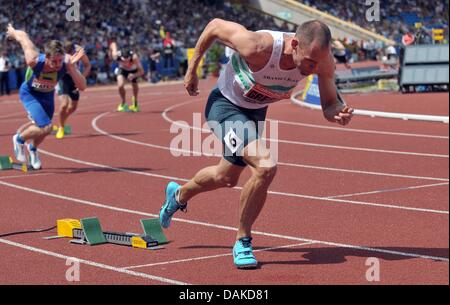 Birmingham, Vereinigtes Königreich. 13. Juli 2013. Dai GREENE (SWANSEA). Mens-400-Meter-Hürdenlauf. Sainsburys britischen Meisterschaften. Diamond League. Alexander-Stadion. Birmingham. VEREINIGTES KÖNIGREICH. 13.07.2013. © Sport In Bilder/Alamy Live-Nachrichten Stockfoto