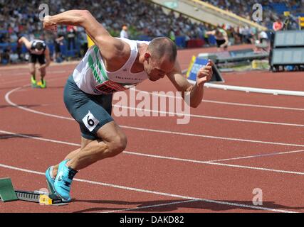 Birmingham, Vereinigtes Königreich. 13. Juli 2013. Dai GREENE (SWANSEA). Mens-400-Meter-Hürdenlauf. Sainsburys britischen Meisterschaften. Diamond League. Alexander-Stadion. Birmingham. VEREINIGTES KÖNIGREICH. 13.07.2013. © Sport In Bilder/Alamy Live-Nachrichten Stockfoto