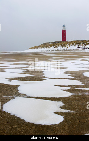 Eierland Leuchtturm im Winter, Niederlande, Texel Stockfoto