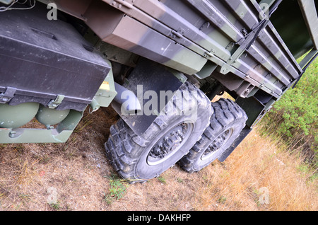 Militärische Mannschaftswagen, 2 1/2 Tonner in Tarnung. Stockfoto