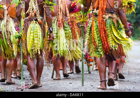 Leute des Stammes Selehoto Alunumuno Stammes Tracht und Tanz, Hochland von Papua-Neu-Guinea Stockfoto