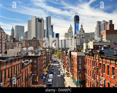 Senken Sie Ostseite Manhattan Stadtbild in New York City. Stockfoto