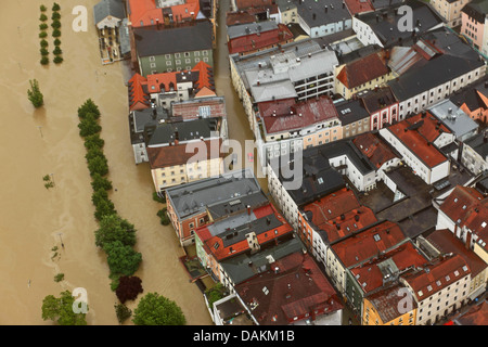 Passau überflutet im Juni 2013, Deutschland, Bayern, Passau Stockfoto