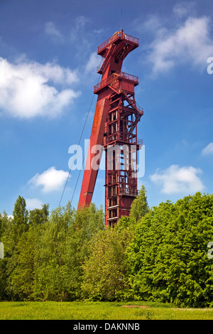 Förderturm des Schachtes Grillo der Abschaltung Kohle abbauen, Monopol, Deutschland, Nordrhein-Westfalen, Ruhrgebiet, Kamen Stockfoto