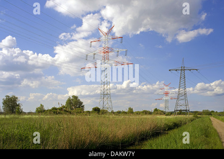 Strommasten im Bereich Landschaft, Deutschland, Werderland, Bremen-Lesum Stockfoto