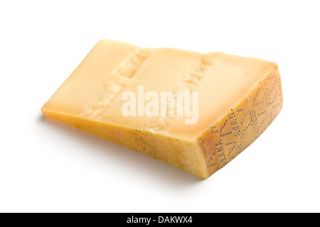 Italienischen Hartkäse auf weißem Hintergrund Stockfoto