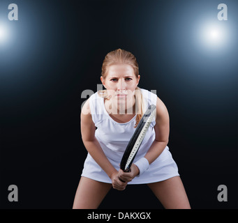 Tennis-Spieler im Spiel bereit Stockfoto