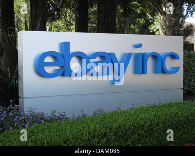 eBay inc Schild am Hauptsitz von Ebay in San Jose, Kalifornien Stockfoto