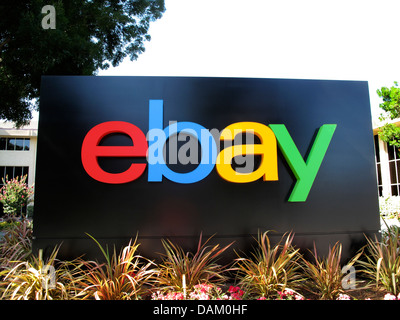 eBay-Schild am Hauptsitz von Ebay in San Jose, Kalifornien Stockfoto