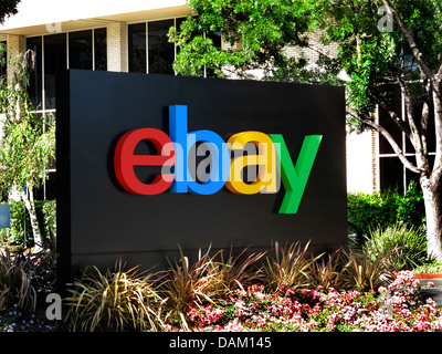 eBay-Schild am Hauptsitz von Ebay in San Jose, Kalifornien Stockfoto