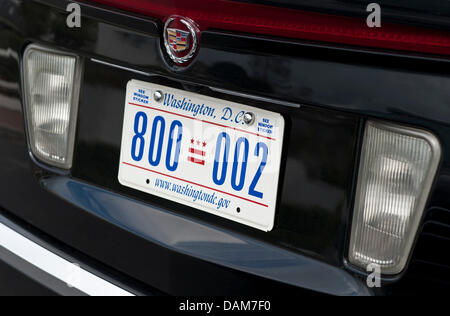 Die Lizenz-Nummer der Limousine von US-Präsident Barack Obama ist in Deauville, Frankreich, 27. Mai 2011 abgebildet. Der Badeort Gastgeber des G8-Gipfels, die am 26. und 27. Mai 2011 stattfindet. Foto: PEER GRIMM Stockfoto