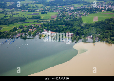 Hafen von Prien am Chiemsee im Juni 2013 überflutet, Deutschland, Bayern, See Chiemsee, Prien Stockfoto