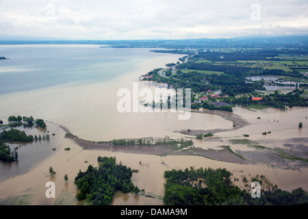 Irschner Winkel am Chiemsee überflutet im Juni 2013, Deutschland, Bayern, See Chiemsee Stockfoto