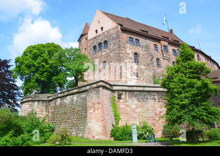 Nürnberger Burg, mittelalterlichen Stadtbefestigung, Heiliges Römisches Reich, Bayern, Schlossgarten Stockfoto