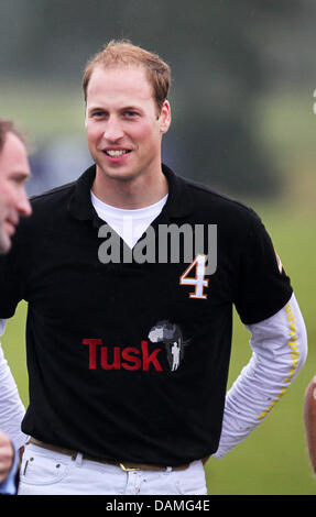 Prinz William, Herzog von Cambridge, spielt während der Sentebale Polo Cup im Coworth Polo Club in Berkshire, Großbritannien, 12. Juni 2011. Prinz William spielte für das Team Tusk Trust. Foto: Albert Nieboer Niederlande Stockfoto