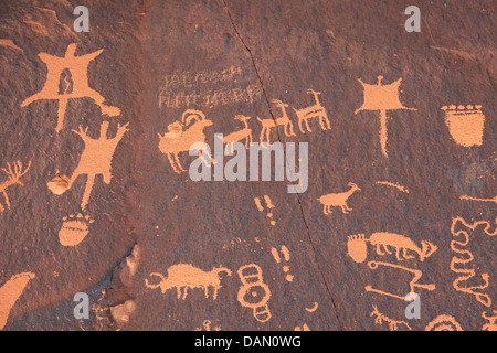 USA, Utah, Zeitung Rock National Historic Site, Petroglyph Panels Stockfoto