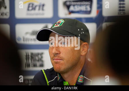 London, UK. 16. Juli 2013. Brad Haddin während der Australier-Pressekonferenz vor der 2. Testspiel auf Lords Cricket Ground am 16. Juli 2013 in London, England. Bildnachweis: Mitchell Gunn/ESPA/Alamy Live-Nachrichten Stockfoto