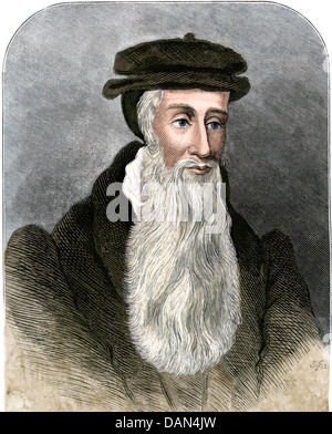 Religiöse Reformator John Knox. Hand - farbige Holzschnitt Stockfoto