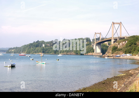 Brücke über die Rance in Port Saint Jean, Bretagne, Frankreich Stockfoto