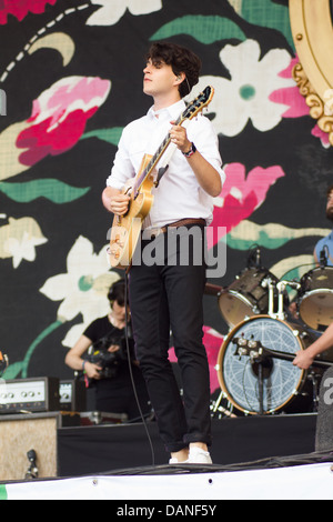 Vampire Weekend auf dem Glastonbury Festival 2013 durchführen. Stockfoto