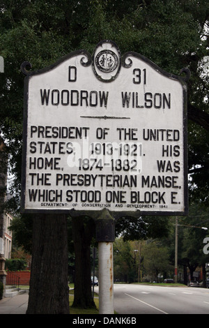 WOODROW WILSON President of the United States, 1913-1921. His home, 1874-1882, was the Presbyterian manse, which stood one block E. Department of Conservation and Development, 1941 Stockfoto