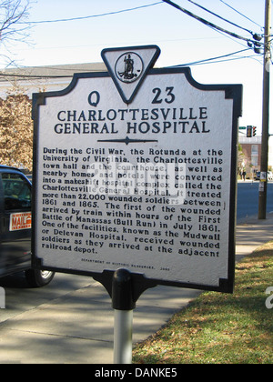 CHARLOTTESVILLE allgemeine HOSPTIAL während der Bürgerkrieg, der Rotunde an der University of Virginia, Charlottesville-Rathaus Stockfoto