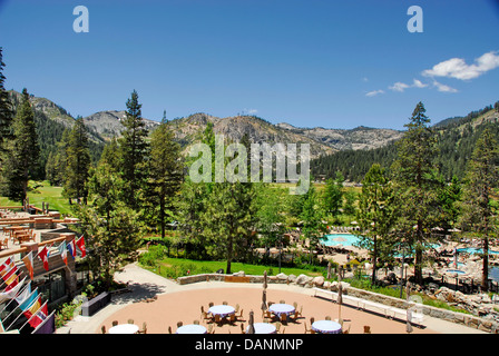 Überblick darüber Squaw Valley, Truckee, Kalifornien, USA vom Resort at Squaw Creek Stockfoto