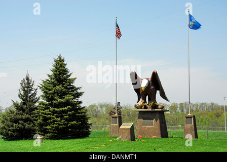 Alte Abe Statue, dem Bürgerkrieg Adler Maskottchen des 8. Wisconsin freiwillige Infanterie-Regiments Stockfoto