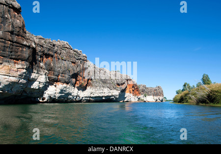 Die Devon Kalksteinfelsen der Geilki Schlucht, gebildet von der Fitzroy River in der Kimberley-Western Australia Stockfoto