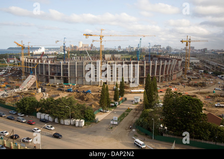 Das Moses Mabhida Stadium in Durban in Südafrika wird gebaut vor 2010 FIFA World Cup 70.000-Sitzer-Stadion veranstaltet seine Stockfoto