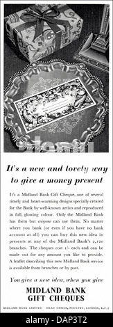 Werbung für Midland Bank Geschenkgutscheine Anzeige im Magazin ca. 1955 Stockfoto