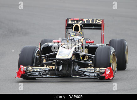 Deutsche Formel1-Fahrer Nick Heidfeld von Lotus Renault in Aktion während des ersten Trainings beim F1 Rennen verfolgen der Nürburgring, Nuerburg, Deutschland, 22. Juli 2011. Die Formel 1 Grand Prix von Deutschland statt findet am 24. Juli. Foto: Jan Woitas Dpa/lrs Stockfoto