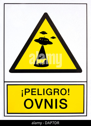 UFOs Warnsignal in spanischer Sprache Stockfoto