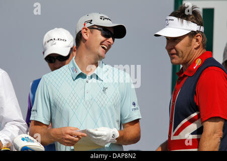 SIR NICK FALDO & JUSTIN ROSE OPEN Praxis MUIRFIELD EAST LOTHIAN Schottland 17. Juli 2013 Stockfoto