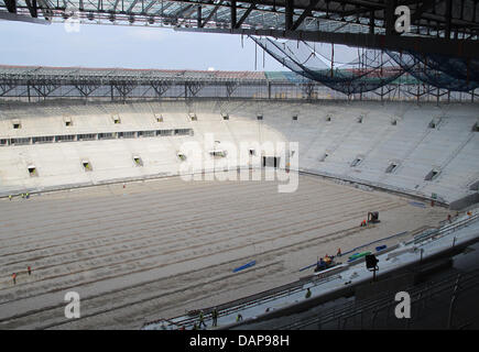 Abgebildet ist die Baustelle des städtischen Stadions in Breslau am 8. Juni 2011 in Polen. Das Stadion in Breslau ist ein Ort von der UEFA Fußballeuropameisterschaft 2012 Ukraine und Polen veranstaltet. Foto: Wolfgang Mueller Stockfoto