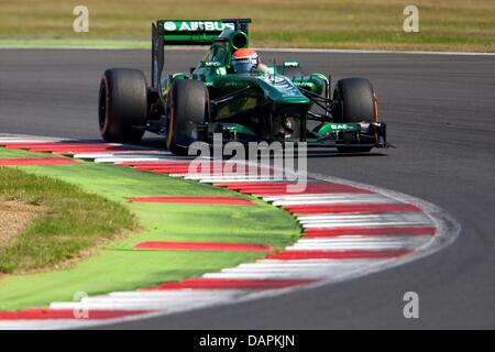 Silverstone im Vereinigten Königreich. 17. Juli 2013. Caterham F1 Team Caterham-Renault CT03 angetrieben von Alexander Rossi während der Formel1 junge Fahrer-Test in Silverstone. Bildnachweis: Aktion Plus Sport/Alamy Live-Nachrichten Stockfoto