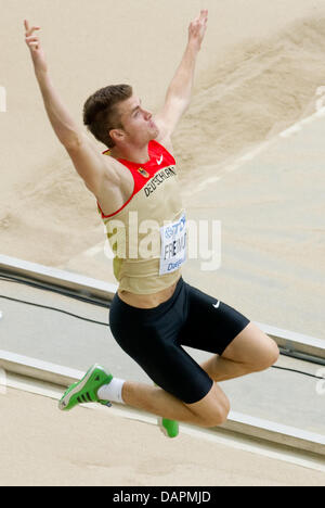 Rico Freimuth Deutschlands konkurriert in der Weitsprung Veranstaltung der Decathlon-Wettbewerb bei der 13. IAAF Weltmeisterschaften in der Leichtathletik in Daegu, Südkorea, 27. August 2011. Foto: Bernd Thissen dpa Stockfoto