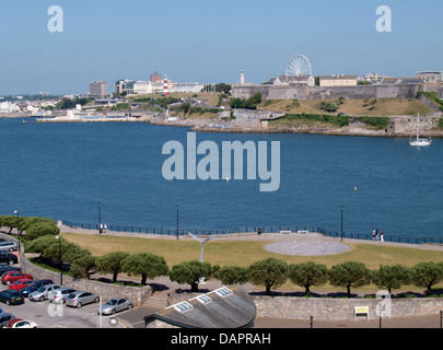 Blick über die Plym Mündung auf Plymouth Hacke aus Mountbatten Punkt, UK 2013 Stockfoto