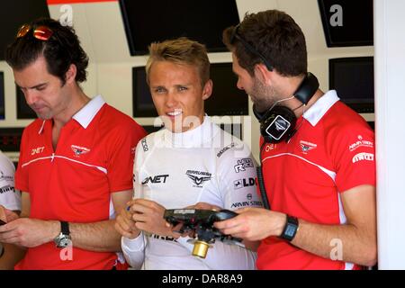 Silverstone im Vereinigten Königreich. 17. Juli 2013. Marussia F1 Team Pilot Max Chilton während der Formel1 in Silverstone junge Fahrer testen. Bildnachweis: Aktion Plus Sport/Alamy Live-Nachrichten Stockfoto