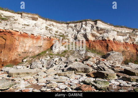 Ein Erdrutsch am Strand von Hunstanton, Norfolk, England, U.K Stockfoto