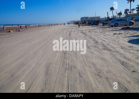 Hart verpackt Sand wo Autos zu parken, Daytona Beach, Florida am Strand getrieben haben Stockfoto