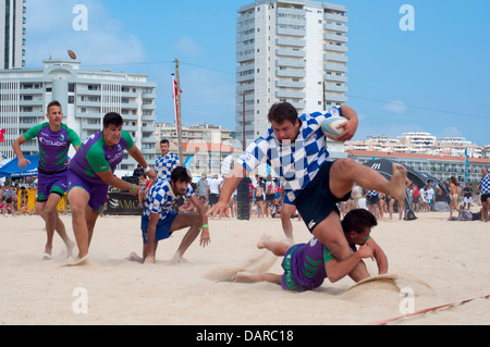 Figueira Beach Rugby International. Die größten europäischen Beach-Rugby-Turnier in der Geschichte. 32 Teams (24 Männer und 8 Frauen). Stockfoto