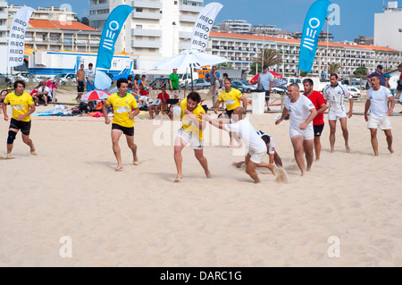 Figueira Beach Rugby International. Die größten europäischen Beach-Rugby-Turnier in der Geschichte. 32 Teams (24 Männer und 8 Frauen). Stockfoto