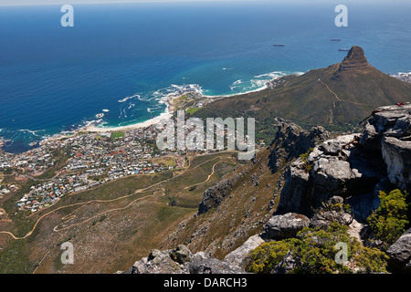 Anzeigen von Tabelle Berg auf Camps Bay, Kapstadt, Western Cape, Südafrika Stockfoto